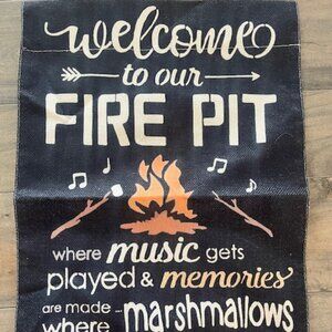 Welcome to our fire pit flag / sign 18" x 12" no pole only sign - New
